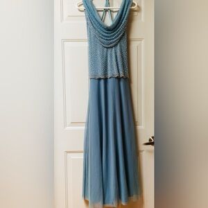 Elegant Blue Beaded Gown